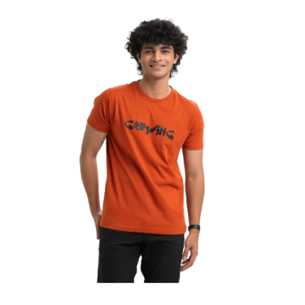 Orange Cotton Short Sleeve T-Shirt